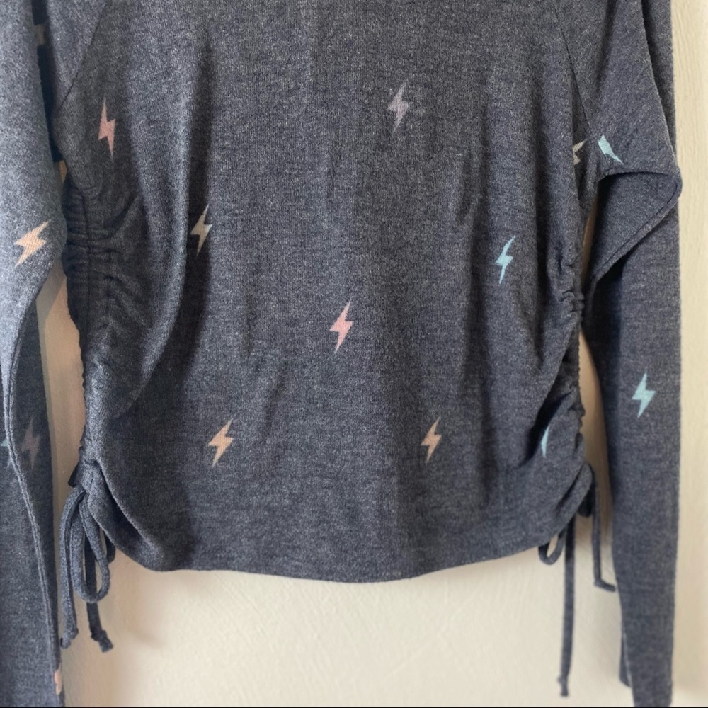 Girl Cozie by Pink Rose Hoodie Sweater Navy Light Bolt  Design Sz M - Picture 6 of 14